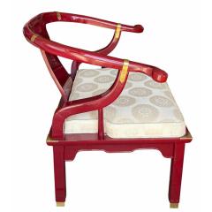 James Mont James Mont Style Red Lacquer Chinese Horseshoe Chair - 4541911