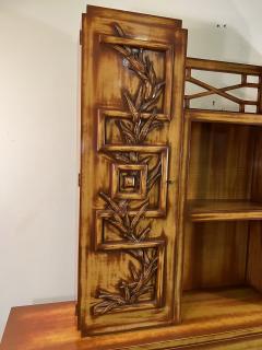 James Mont MID CENTURY CARVED BAMBOO DESIGN LACQUERED WOOD CABINET BY JAMES MONT - 3591703