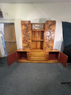 James Mont MID CENTURY CARVED BAMBOO DESIGN LACQUERED WOOD CABINET BY JAMES MONT - 3591709