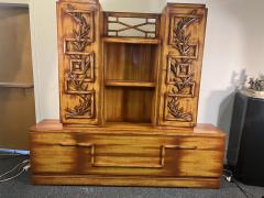 James Mont MID CENTURY CARVED BAMBOO DESIGN LACQUERED WOOD CABINET BY JAMES MONT - 3591711