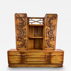 James Mont MID CENTURY CARVED BAMBOO DESIGN LACQUERED WOOD CABINET BY JAMES MONT - 3601395