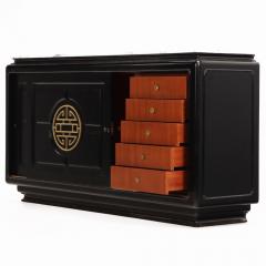 James Mont Marble top ebonized sideboard in the manner of James Mont C 1950  - 4228539