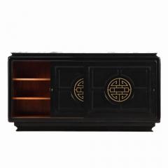 James Mont Marble top ebonized sideboard in the manner of James Mont C 1950  - 4228543