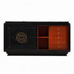 James Mont Marble top ebonized sideboard in the manner of James Mont C 1950  - 4228544