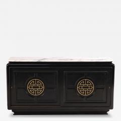 James Mont Marble top ebonized sideboard in the manner of James Mont C 1950  - 4229980