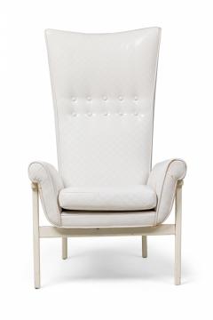 James Mont Mid Century American Modern High Back Button Tufted White Lacquered - 4650575