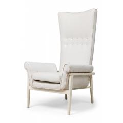 James Mont Mid Century American Modern High Back Button Tufted White Lacquered - 4700298