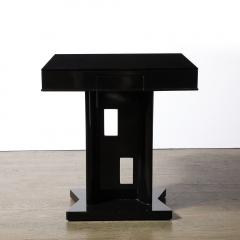 James Mont Mid Century Black Lacquer Geometric Cutout Occasional Table by James Mont - 3751904