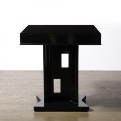 James Mont Mid Century Black Lacquer Geometric Cutout Occasional Table by James Mont - 3751986