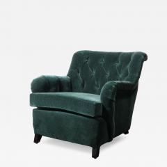 James Mont Mid Century Diamond Tufted Back Viridian Green Velvet Lounge Chair by James Mont - 4556961