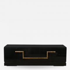 James Mont Mid Century Modern Black Lacquer Gold Leaf Sideboard Signed By James Mont - 1804014