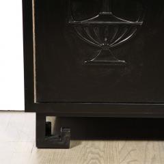 James Mont Mid Century Sideboard in Black Lacquer with Greek Key Detail by James Mont - 2909558