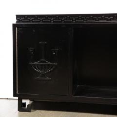 James Mont Mid Century Sideboard in Black Lacquer with Greek Key Detail by James Mont - 2909559