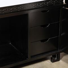 James Mont Mid Century Sideboard in Black Lacquer with Greek Key Detail by James Mont - 2909598