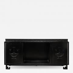 James Mont Mid Century Sideboard in Black Lacquer with Greek Key Detail by James Mont - 2910785