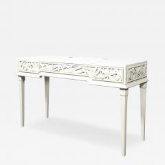 James Mont Mid Century Vanity Writing Desk w Carved Bamboo Motif Signed James Mont - 4515341