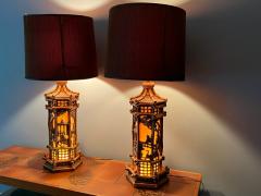James Mont PAIR OF GILT GESSO WOOD CHINOISERIE LAMPS IN THE MANNER OF JAMES MONT - 2609941