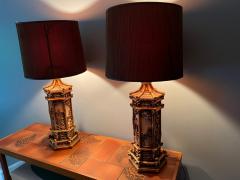 James Mont PAIR OF GILT GESSO WOOD CHINOISERIE LAMPS IN THE MANNER OF JAMES MONT - 2609943