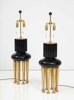 James Mont 1950s Vintage Mid Century Large Brass Table Lamp-a Pair