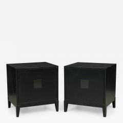 James Mont Pair of American Mid Century Black Matte and Lacquer Bedside Tables - 4307205