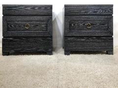 James Mont Pair of Elegant James Mont Cerused Custom Cabinet Nightstand Chests - 1781437