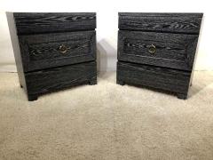 James Mont Pair of Elegant James Mont Cerused Custom Cabinet Nightstand Chests - 1781446