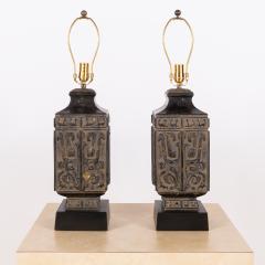 James Mont Pair of Hollywood Regency Bronze Chinese Lamps in the style of James Mont - 3167992