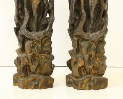 James Mont Pair of James Mont Carved Wooden Lamps - 1041585