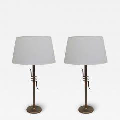 James Mont Pair of Mid Century Modern Nickeled Copper Table Lamps Attributed to James Mont - 1845798