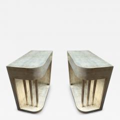 James Mont RARE MODERNIST SILVER LEAFED ART DECO SIDE TABLES BY JAMES MONT - 4646701