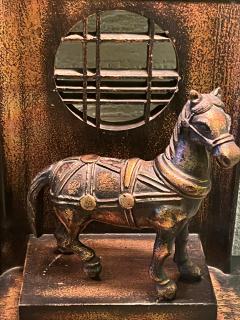 James Mont RARE PAIR OF JAMES MONT MIXED METALLIC FINISHES WOOD METAL HORSE LAMPS - 3561474