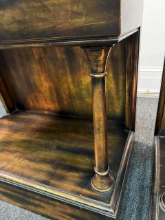 James Mont RARE PAIR OF SIDE TABLES WITH MIXED METALLIC LEAF FINISH BY JAMES MONT - 3581482