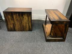 James Mont RARE PAIR OF SIDE TABLES WITH MIXED METALLIC LEAF FINISH BY JAMES MONT - 3581484