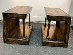 James Mont RARE PAIR OF SIDE TABLES WITH MIXED METALLIC LEAF FINISH BY JAMES MONT - 3581488