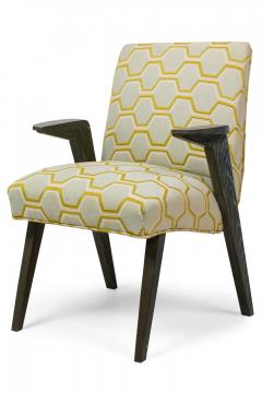 James Mont Set of 6 James Mont American Modern Gray Cerused Oak Upholstered Dining Chairs - 4273320