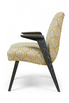 James Mont Set of 6 James Mont American Modern Gray Cerused Oak Upholstered Dining Chairs - 4273321