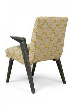 James Mont Set of 6 James Mont American Modern Gray Cerused Oak Upholstered Dining Chairs - 4273322