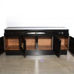 James Mont Signed James Mont Sideboard in Black Lacquer with Gilded Wood Pulls - 2551565