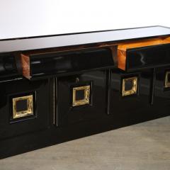 James Mont Signed James Mont Sideboard in Black Lacquer with Gilded Wood Pulls - 2551570