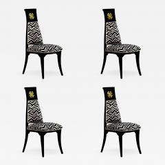 James Mont Vintage Hollywood Regency James Mont Style Black Dining Chairs Set of 4 c 1960 - 4744673