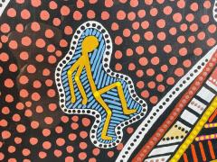 James P Simon Australian Aboriginal Painting in Lucite Shadowbox Signed  - 4715593