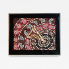 James P Simon Australian Aboriginal Painting in Lucite Shadowbox Signed  - 4716767
