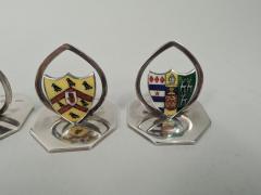 James William Benson Set of 4 English Enamel Ennobling Armorial Place Card Holders - 3753807