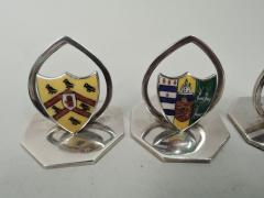 James William Benson Set of 4 English Enamel Ennobling Armorial Place Card Holders - 3753808