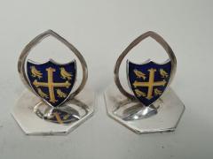 James William Benson Set of 4 Place Card Holders with University College at Oxford Arms - 3753796