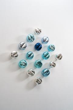 Jamie Harris Dimpled Mirrored Block Installation in Silver Aqua Copper and Steel Blue - 4028365
