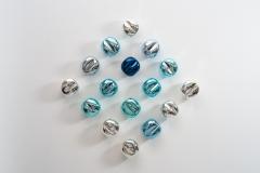 Jamie Harris Dimpled Mirrored Block Installation in Silver Aqua Copper and Steel Blue - 4028380