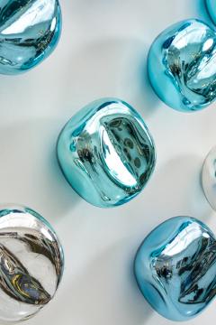 Jamie Harris Dimpled Mirrored Block Installation in Silver Aqua Copper and Steel Blue - 4028402