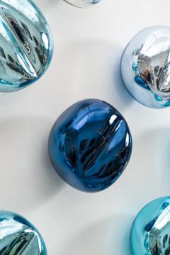 Jamie Harris Dimpled Mirrored Block Installation in Silver Aqua Copper and Steel Blue - 4028409