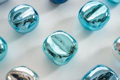 Jamie Harris Dimpled Mirrored Block Installation in Silver Aqua Copper and Steel Blue - 4028421